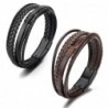 Trendy leather bracelet - multilayer braided rope - metal clasp - unisexBracelets
