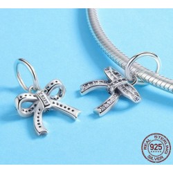 Crystal bowknot pendant - for bracelets / necklaces - 925 sterling silverBracelets