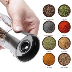 Salt / pepper / herbs grinder - with adjustable coarseness - stainless steelMills - Grinders