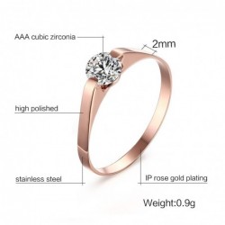 Rose gold ring - stainless steel - with cubic zirconiaRings