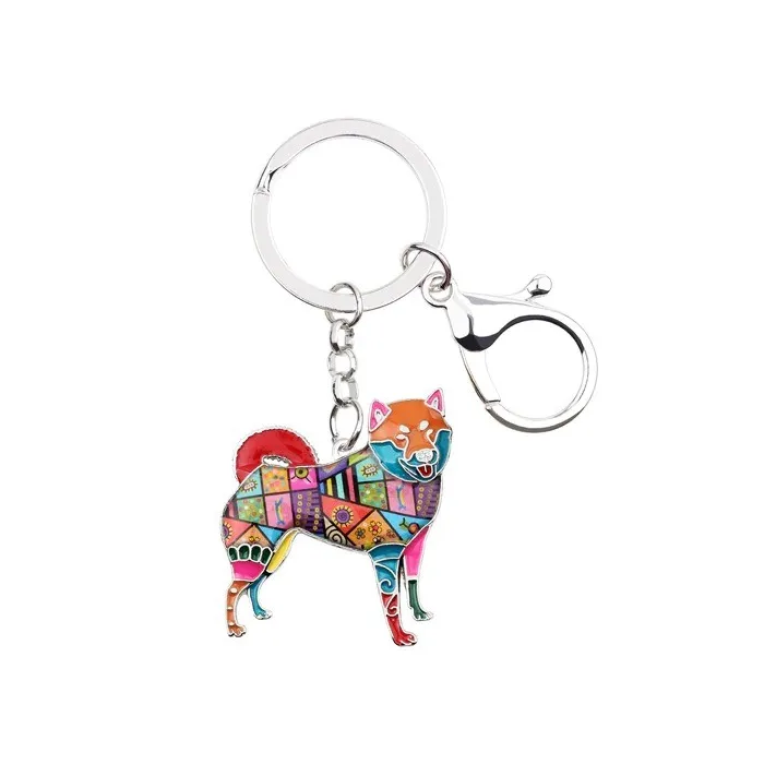 Shiba inu - enamel dog - metal keychainKeyrings