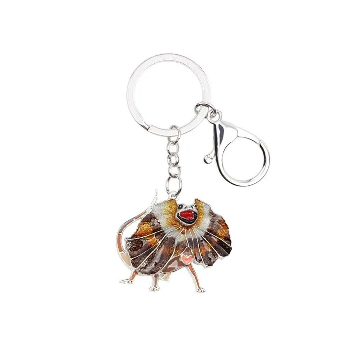 Enamel frilled lizard - metal keychainKeyrings