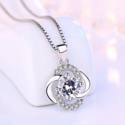 Crystal four-leaf clover - 925 sterling silver necklace - 45cmNecklaces
