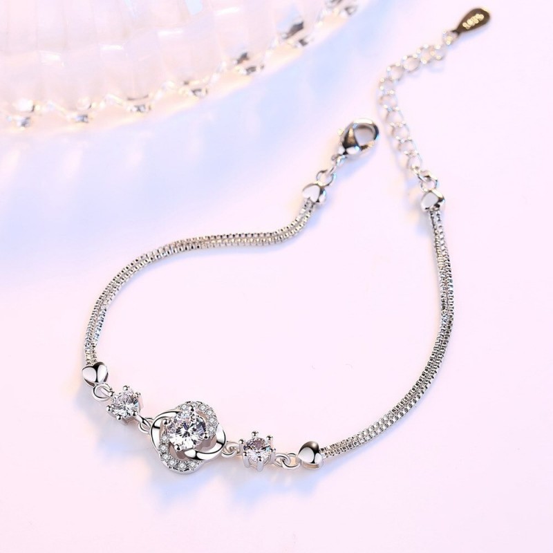 Crystal four-leaf clover bracelet - 925 sterling silverBracelets