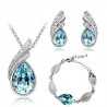 Austrian crystal feather / water drop - necklace / earring / bracelet - jewellery setNecklaces