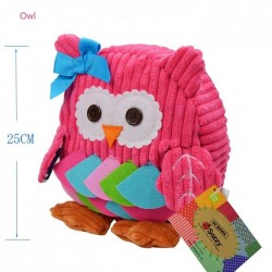Plush school backpack - pink owlBags