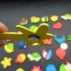 Wooden fridge magnets - cartoon animals - 12 piecesFridge magnets