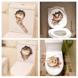 3D cat - wall / toilet sticker - vinylWall stickers