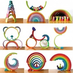 Creative building blocks - wooden educational toy - rainbow / boxes / people figures / ballsWooden