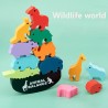 Wooden balance blocks - marine life / wild life / dinosaurs life - educational toyWooden