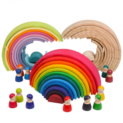 Creative building blocks - wooden educational toy - rainbow / boxes / people figures / ballsWooden