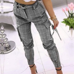 Fashionable slim pants - with zippers / pockets / beltPants