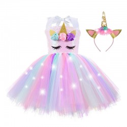 Unicorn dress - costume for girls - with headband / LED lightsCostumes