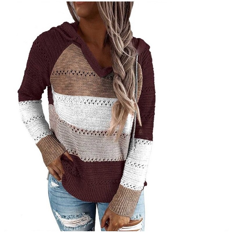 Multicolor hooded sweater - stitching patternHoodies & Jumpers