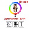 Selfie LED ring - RGB - dimmable fill light - with tripod - for photography / makeup / videoTripods & stands