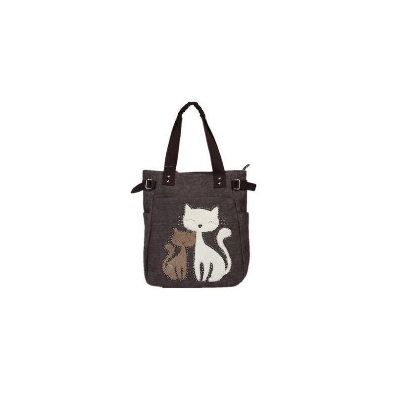 Classic canvas bag with printed catHandbags
