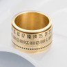 Titanium ring with arabic numerals & time rotating - calendarRings