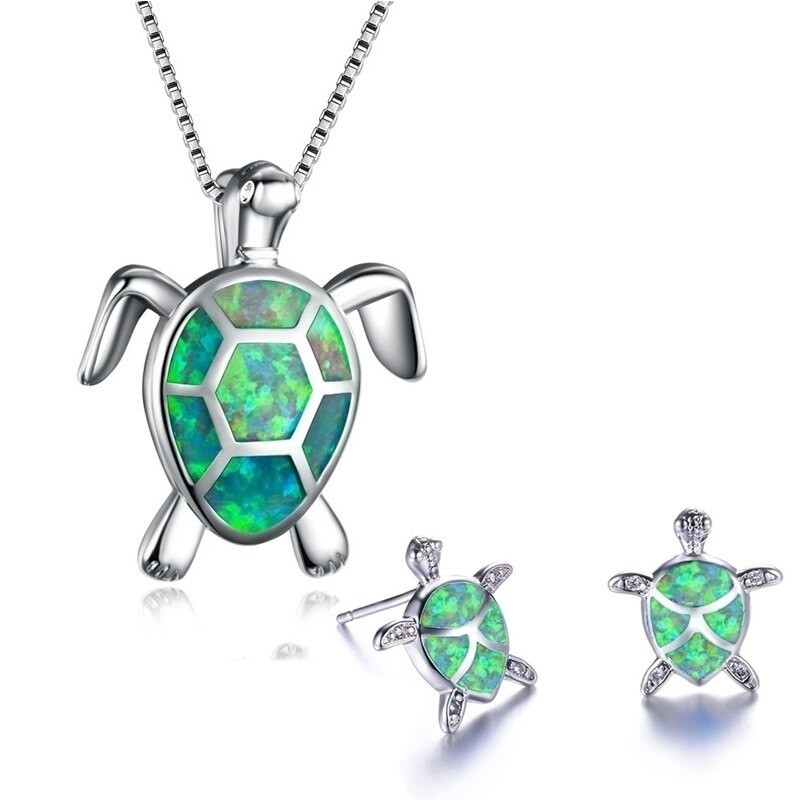 Elegant necklace / earrings with sea turtle - jewellery setJewellery Sets