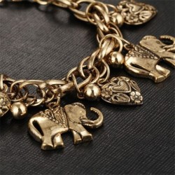 Vintage bracelet - with elephants / pearls / safety pinBracelets