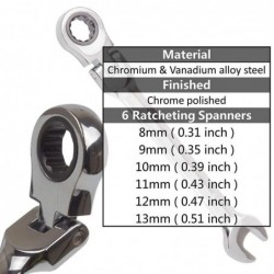 Flexible ratchet wrench - metric spanner nut - open end / ring - 8mm - 13mmWrenches