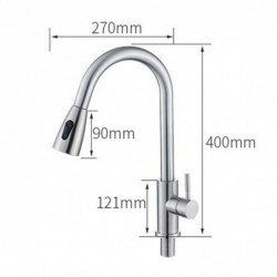 Kitchen faucet - pull-out head nozzle - rotatable - stainless steelKitchen faucets