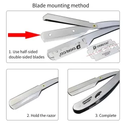 Manual shaving straight razor - folding knife - stainless steelShaving