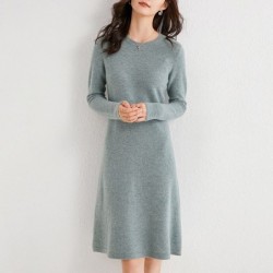 Elegant knitted dress - 100% cashmere / wool - knee lengthDresses