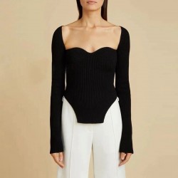 Stylish long sleeve pullover - sexy t-shirt - square collarBlouses & shirts