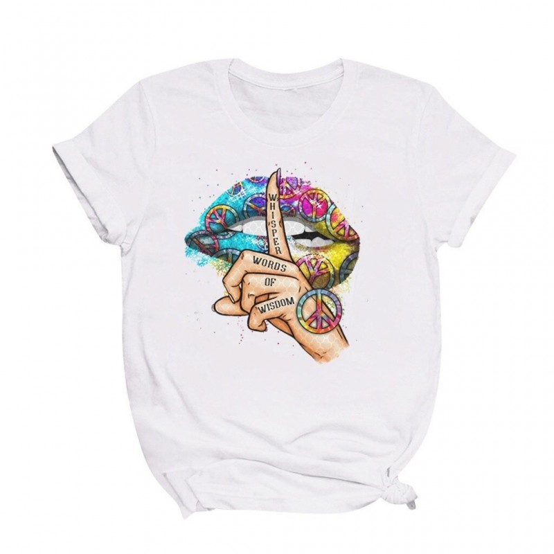 Lips / whisper words / watercolor graphic - trendy short sleeve t-shirtBlouses & shirts