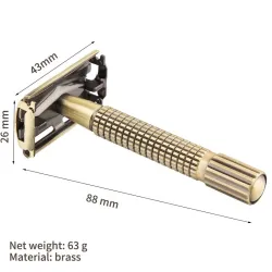 Manual shaving razor - double-sided - non-slip handle - butterfly mechanism - brassShaving