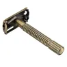 Manual shaving razor - double-sided - non-slip handle - butterfly mechanism - brassShaving