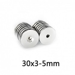 N35 - neodymium magnet - strong round countersunk - 30 * 3mm - with 5mm holeN35