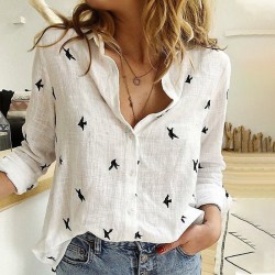 Classic long sleeve blouse - loose printed shirtBlouses & shirts