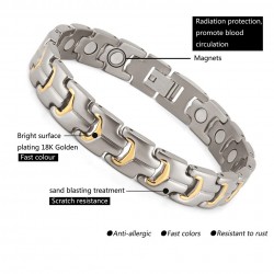 Fashionable magnetic health bracelet - titanium - radiation protectionBracelets