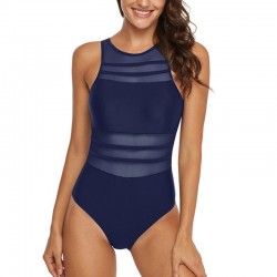 One piece mesh swimsuit - high neck - backlessBeachwear