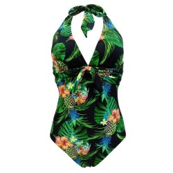 Retro one piece swimsuit - with neck tie up strapsBeachwear