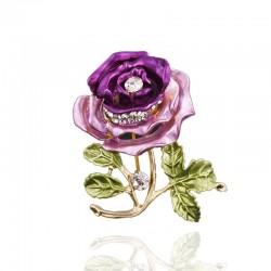 Crystal double color rose with crystal - broochBrooches