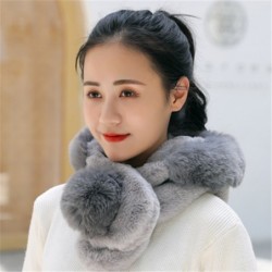 Fur winter hat with scarf - balaclava with pom pomScarves