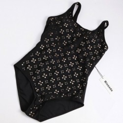 One piece swimming suit - black racer back - hollow-outBeachwear