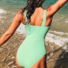 Sexy one piece swimming suit - open V-neck - with push upBeachwear