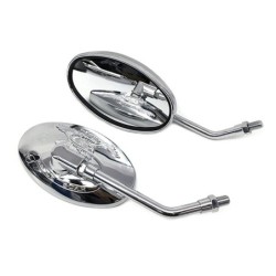 Universal motorcycle oval mirrors - chrome - 10mm thread - eagle signMirrors