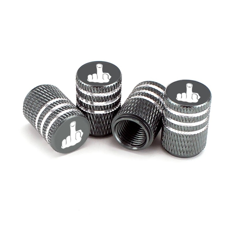 Car tire valves - aluminum caps - middle finger - 4 piecesWheel parts