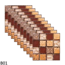 Mosaic style wall sticker - waterproof self adhesive tiles - 10 * 10 cm - 10 piecesWall stickers