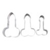 Cookie cutter mold - penis shaped - stainless steel - 3 piecesBakeware