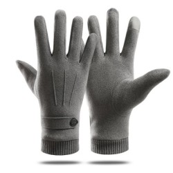 Elegant warm gloves - touchscreen function - with a decorative buttonGloves