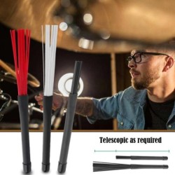 Jazz drum sticks - nylon brushes - retractable - with rubber handle - 23cm - 2 piecesDrums