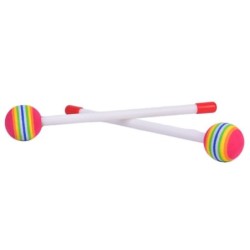 Drum mallets - sticks - colorful round lollipop shaped - 1 pair