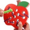 Montessori educational toy - wooden puzzle - worm eating fruit - apple / pear / watermelonWooden