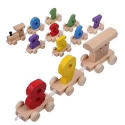 Mini wooden train with numbers - building blocks - educational toyWooden