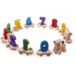 Mini wooden train with numbers - building blocks - educational toyWooden